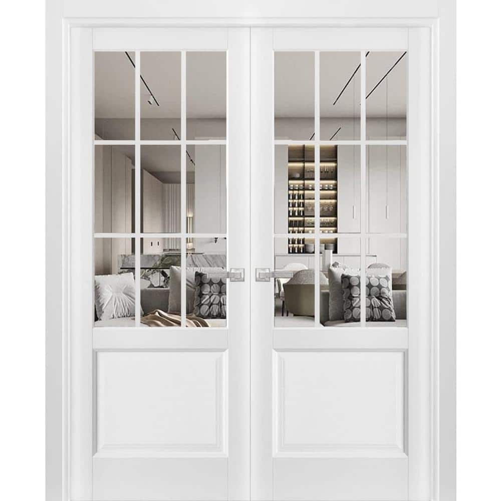 84 in. x 80 in. White Finished Universal/Reversible Clear Glass Solid Wood Assembly Required Interior Door Kit price history on PriceWatchPro