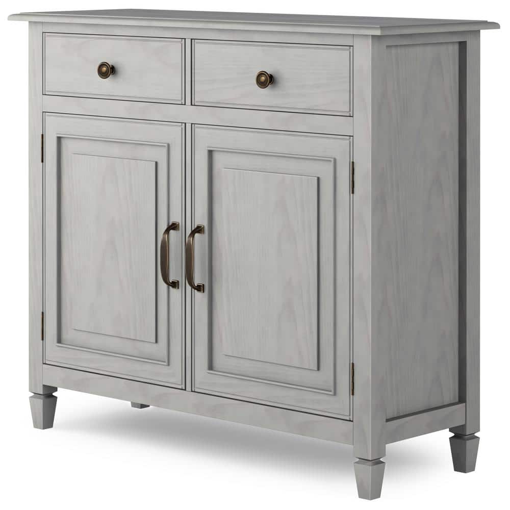 Fog Grey Solid Wood Entryway Storage Cabinet with Adjustable Shelving