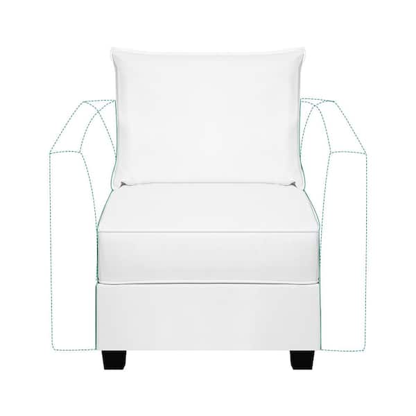 HOMESTOCK 25.03 in. W Modern Faux Leather Middle Module for Customizable Sectional Sofa Couch Accent Armless Chair in Bright White