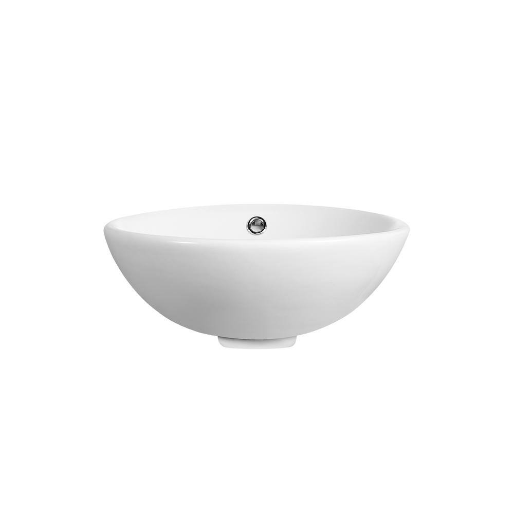 Symmetry 17" Circular White Ceramic Vessel Bathroom Sink