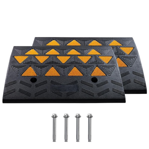 Rubber Curb Ramp 2 Pack, 6 in. Rise Height Heavy-Duty 33069 lbs. /15 T Capacity Threshold Ramps, Driveway Ramps