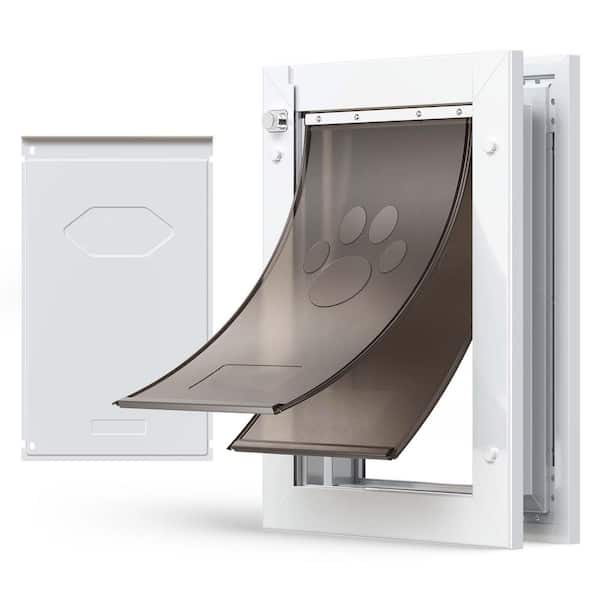 Medium Pet Door with Durable Metal Frame, Simple Installation, White, Double Magnetic Flaps for Weather Resistance