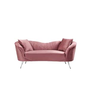 Flores 70 in. Rose Velvet 2-Seater Loveseat with Flared Arms
