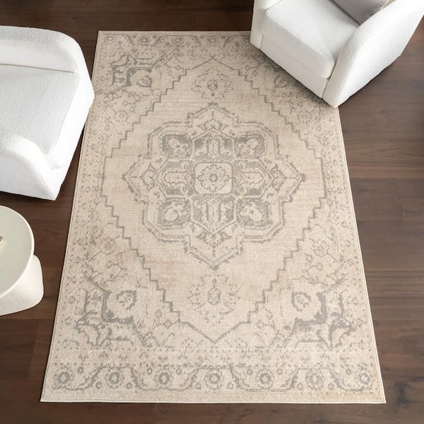 Faina Medallion Beige 8 ft. x 10 ft. Indoor Area Rug