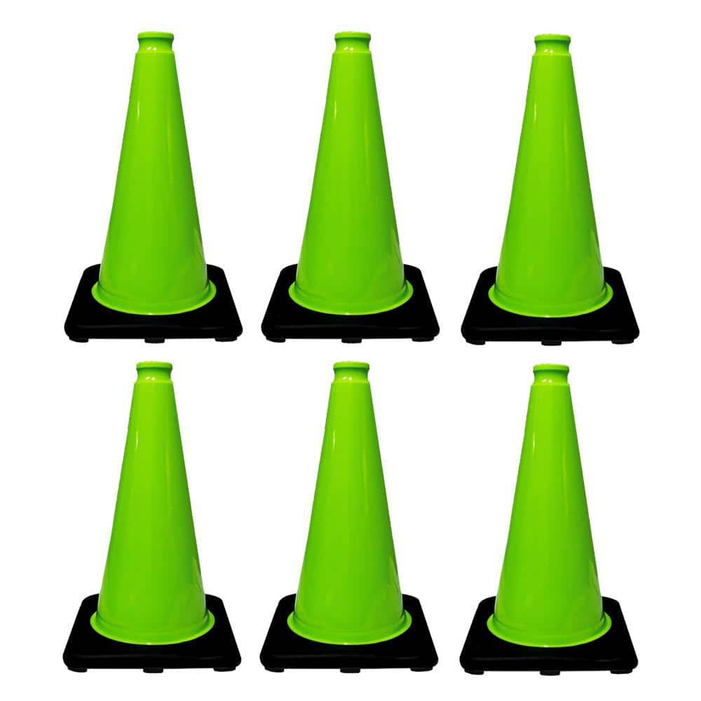 18 in. Lime Green Traffic Cone with Black Base 3 lbs. (6-Pack) price history on PriceWatchPro