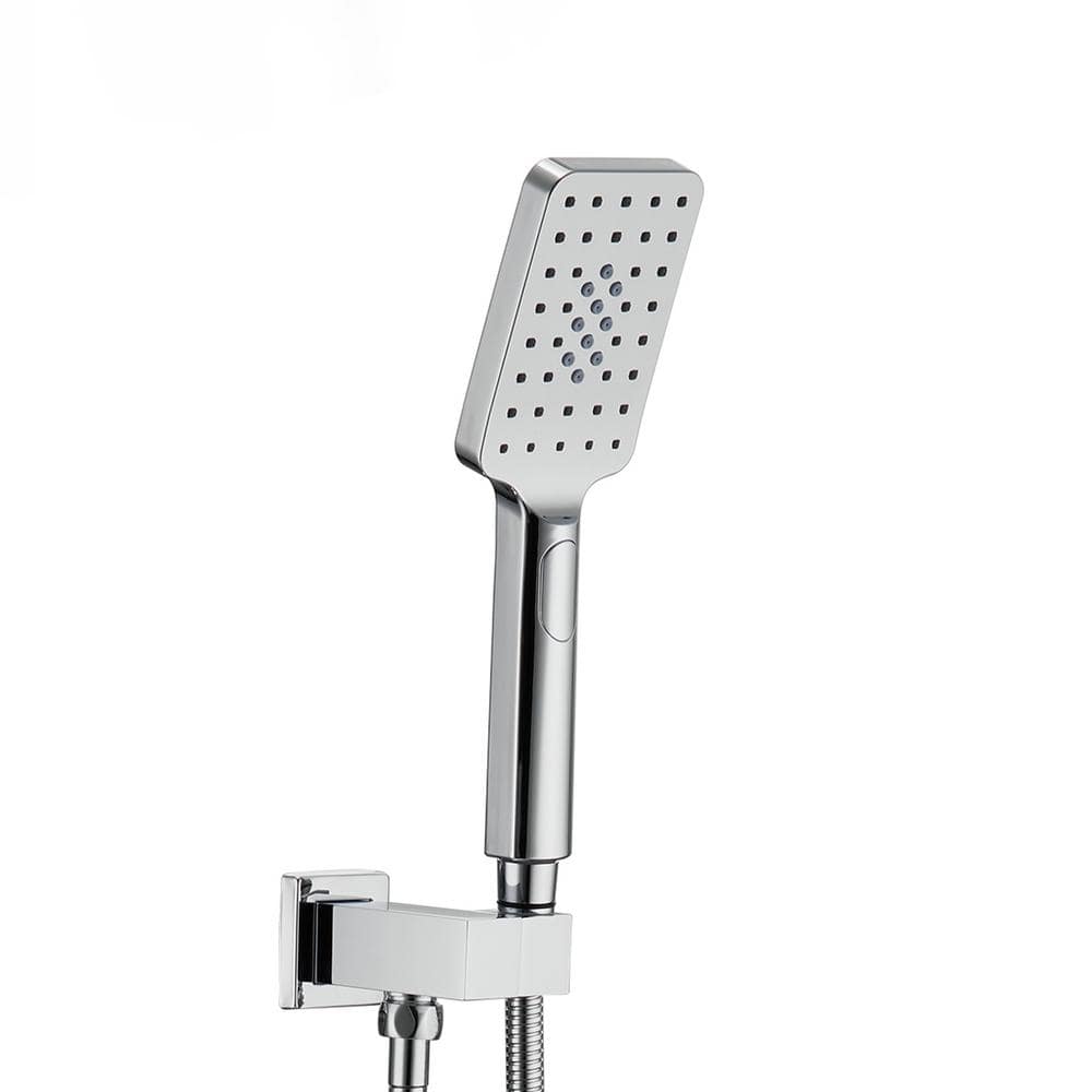 Chrome Dual Square Rainfall Shower Head with Handheld