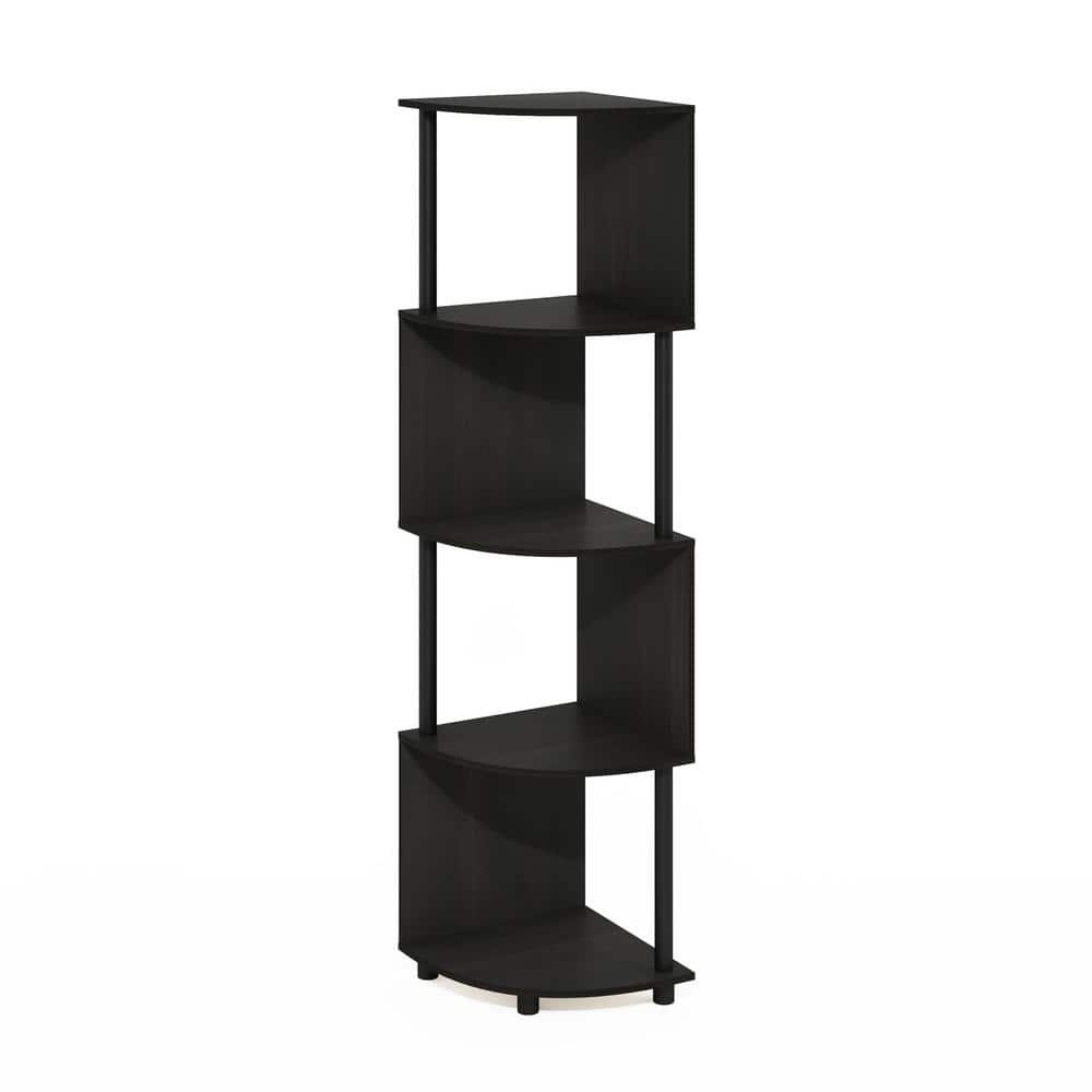 Furinno Econ 57.72 in. Tall Espresso/Black Wood 4-Shelf Zigzag