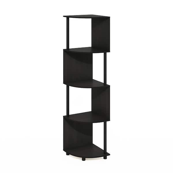 Econ 57.72 in. Tall Espresso/Black Wood 4-Shelf Zigzag Corner Bookcase