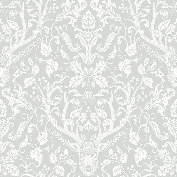Chesapeake Kiwassa Grey Antler Damask Paper Strippable Roll (Covers 56.4 sq. ft.)