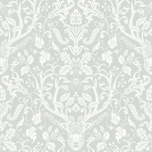 Kiwassa Grey Antler Damask Grey Wallpaper Sample