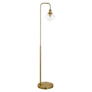 Zariza 62 in. Brass Arc Floor Lamp with Clear Glass Shade
