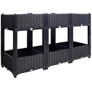 Black 47 in. x 15 in. x 27 in. Plastic Planter Raised Beds Elevated Garden Box with Drainage Plug for Vegetable, Herb