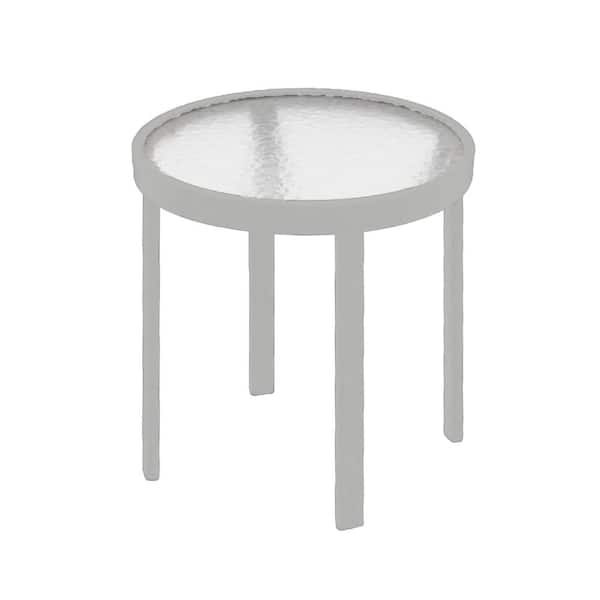 Unbranded Marco Island 18 in. White Acrylic Top Commercial Metal Outdoor Patio Side Table