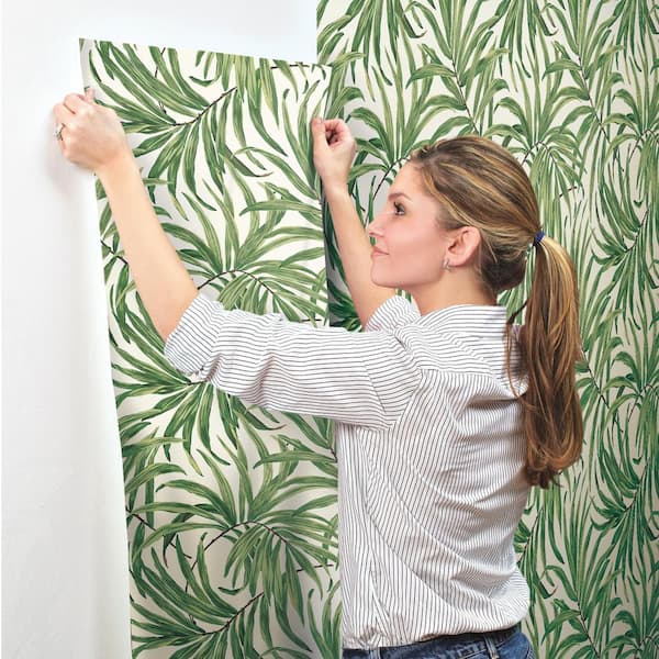 2988-70204 Bali Green Fern Coastal Wallpaper Vinyl Unpasted Wall Covering  Inlay Collection from A-Street Prints by Brewster made in United States -  The Savvy Decorator