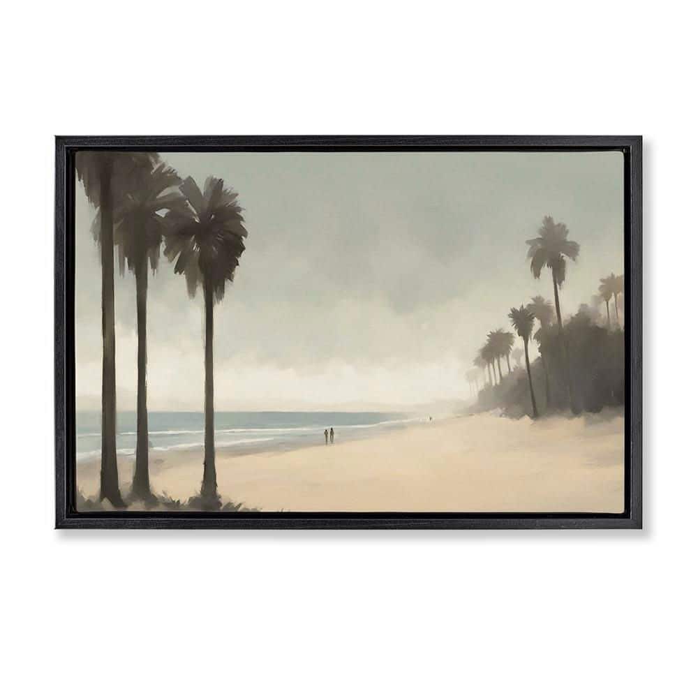 Deserted Beach and Palms by Noah Bay Black Floater Frame Nature Graphic Art Print 21 in. x 31 in. price history on PriceWatchPro