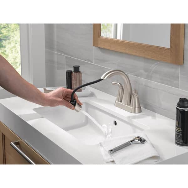 Arvo 4 in. Centerset Double Handle Pull-Down Spout Bathroom Faucet in Spotshield Brushed Nickel