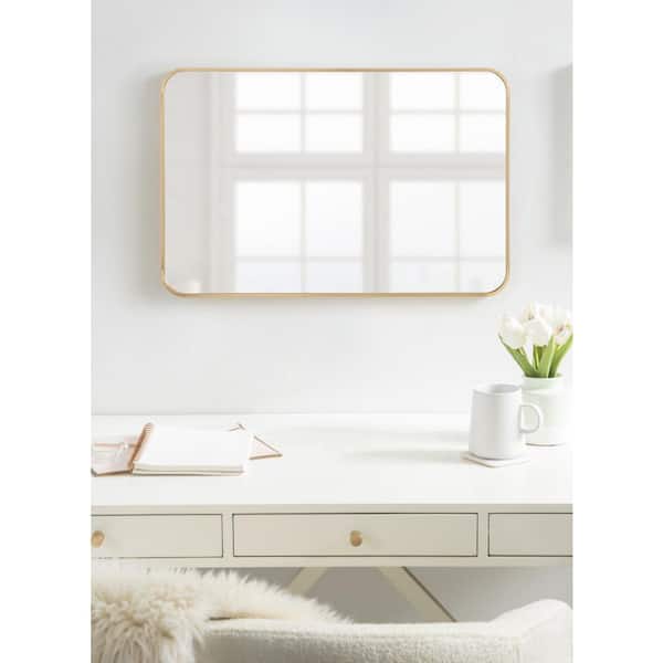 Kate and Laurel Zayda 30.00 in. H x 19.68 in. W Gold Rectangle Modern  Framed Decorative Wall Mirror 223986 The Home Depot