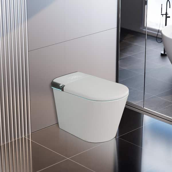 CASAINC Elongated Electric Smart Bidet Toilet with Foot Sensor Flush, LED Display, and Warm Water Wash