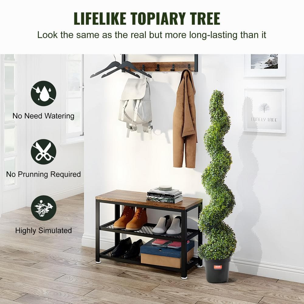 60" Green Spiral Boxwood Topiary Trees in Black Pots