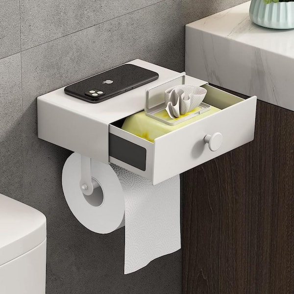 1pc Stainless Steel Toilet Paper Holder, Self Adhesive Bathroom Towel Bar,  Wall Mounted Towel Hanger, Bathroom Accessories