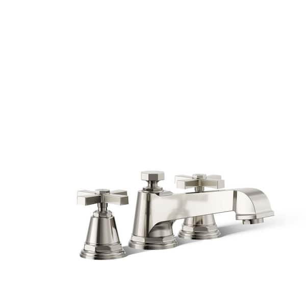 KOHLER Pinstripe Pure Cross 2-Handle Deck-Mount Roman Tub Faucet Trim in Vibrant Polished Nickel (Valve Not Included)