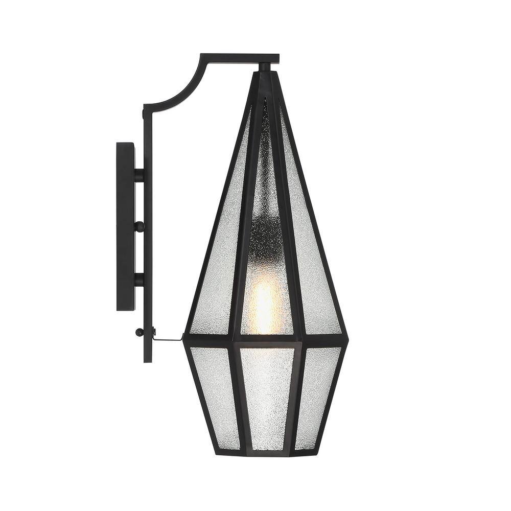 Matte Black Art Glass Outdoor Wall Lantern