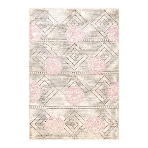 Solo Rugs Eclectic One-of-a-Kind Contemporary Ivory 4 ft. 4 in. x 6 ft. 2 in. Geometric Area Rug