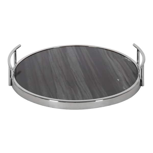  Kate and Laurel Myo Modern Round Metal Tray, 15 Inch Diameter,  Black, Decorative Circular Tray for Storage and Display : Home & Kitchen