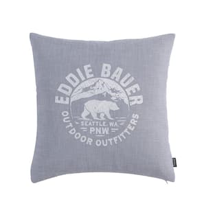 Bear Outdoor Outfitters Gray Microfiber 20 in. x 20 in. Square Pillow Cover