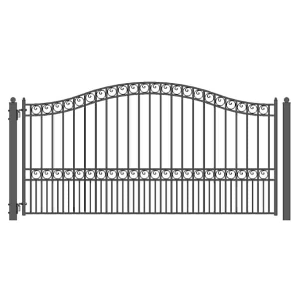 ALEKO Paris Style 12 ft. x 6 ft. Black Steel Single Swing Driveway Fence Gate