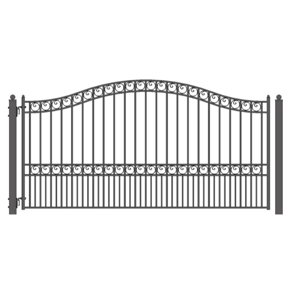 ALEKO Paris Style 14 ft. x 6 ft. Black Steel Metal Single Swing Driveway Fence Gate