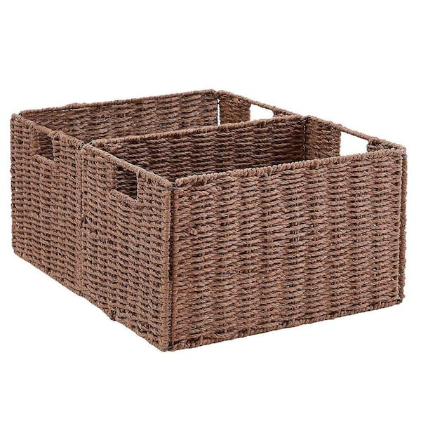 Gray 16.5 in. x 7.5 in. Polypropylene Decorative Basket with