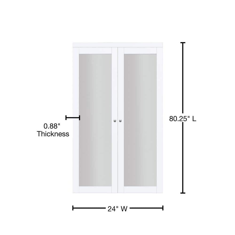 Off-White Frosted Glass Full Lite Interior French Door