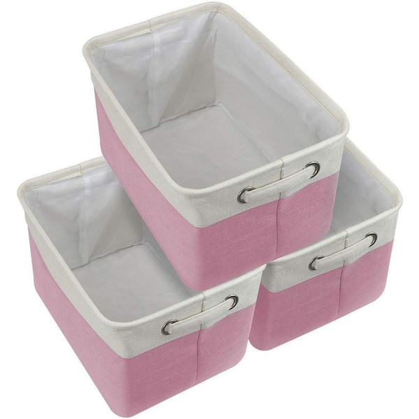 Sorbus foldable and stackable bins for bedroom and more - Pink