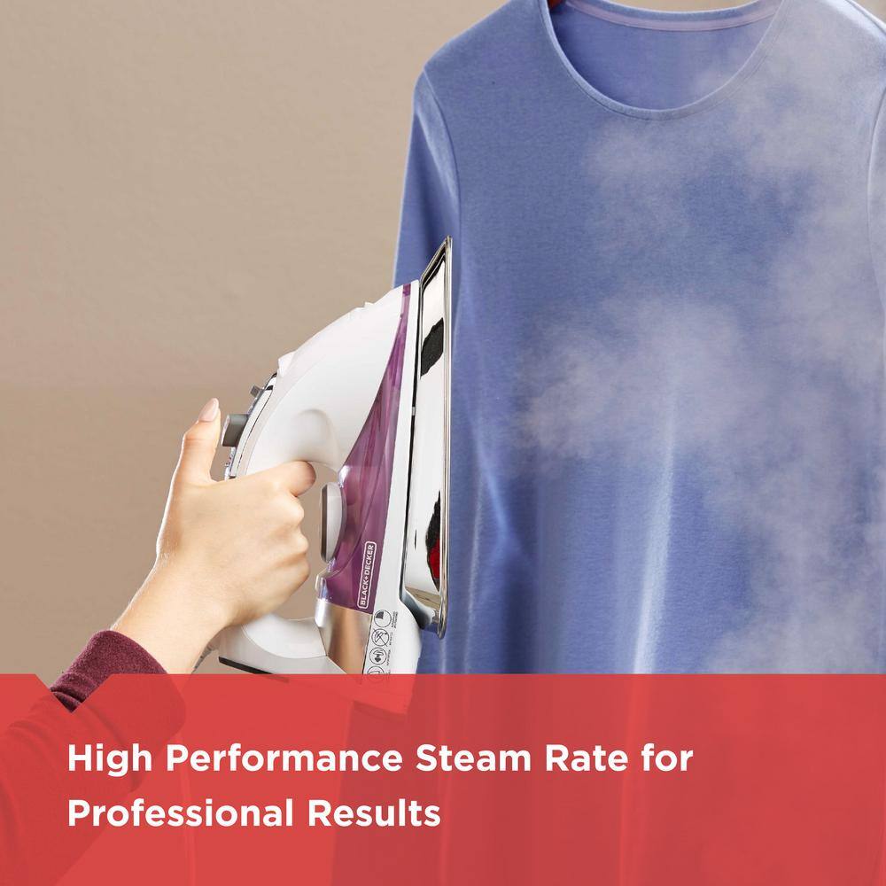 White and Purple Professional Steam Iron with Stainless Steel Soleplate