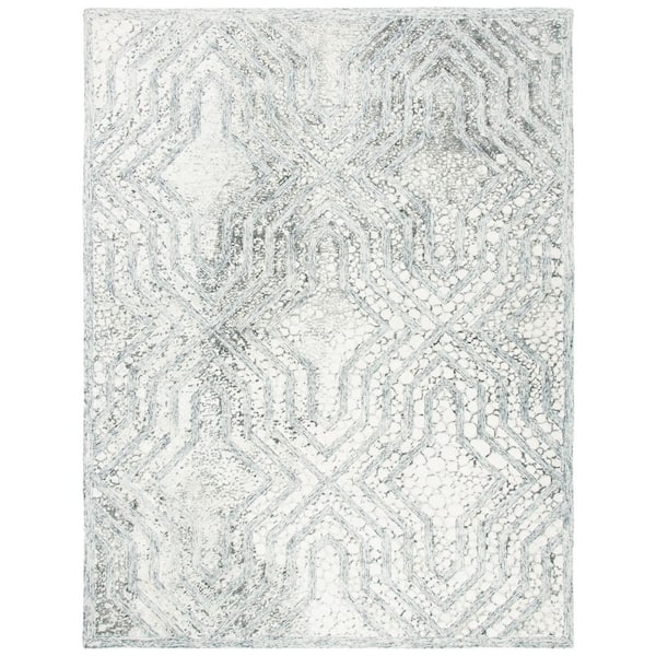 Restoration Vintage 8 ft. x 10 ft. Charcoal/Ivory Garden Geometric Area Rug