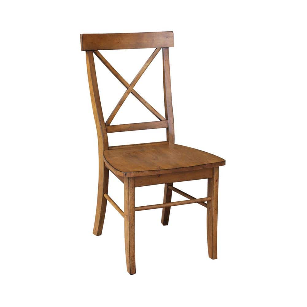 Elegant Pecan Brown Solid Wood Cross-Back Side Chair