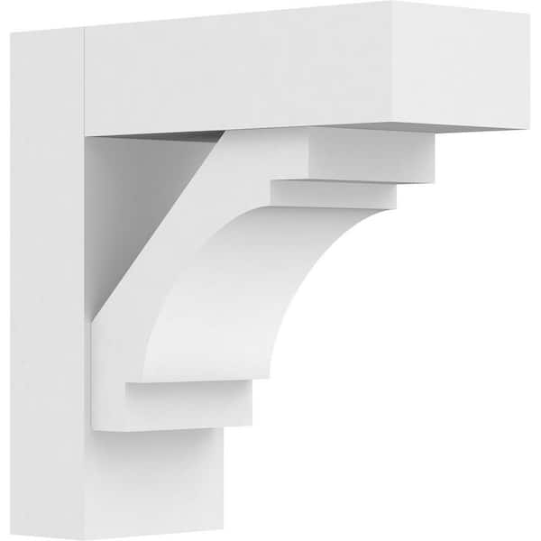 Ekena Millwork Standard Merced 5 in. W x 14 in. H x 14 in. D Signature Urethane Polyurethane Bracket With Block Ends