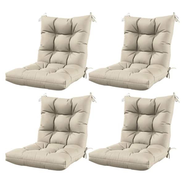 Kimunuk 44.5 in. x 22.5 in. x 5 in. Outdoor Chair Cushion Tufted Seat and Back Patio Furniture Cushion Set Cream (4-Pack)
