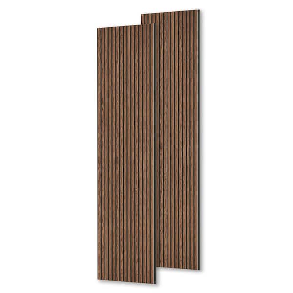 0.9in. x 1.71ft. x 8.86ft. Classic Brown Acoustic/SoundAbsorb 3D Overlapping Wood Slat Decorative Wall Paneling 2-Pack