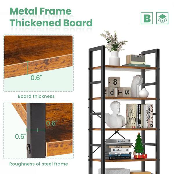 Siavonce Walnut 5-Shelf Office Cabinet