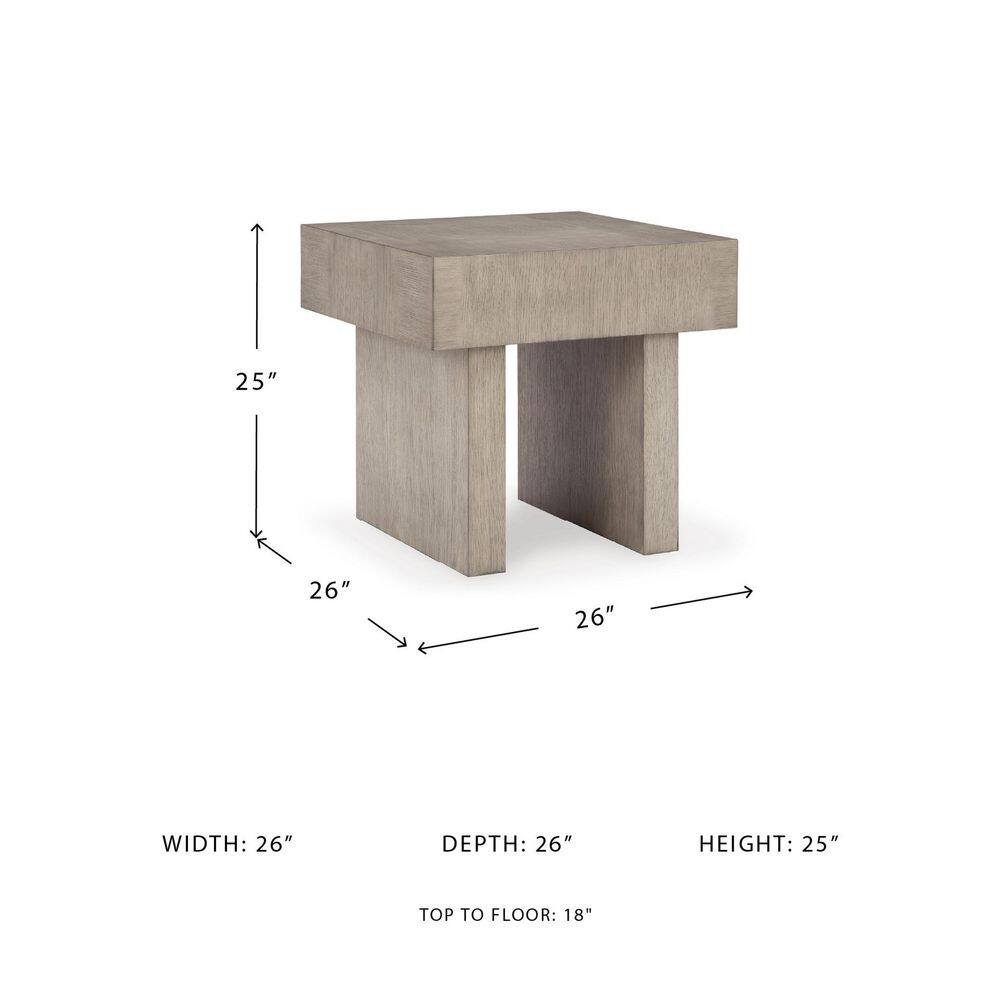 Jorlaina 26 in. Brown Square Wood End Table with Pedestal - thumbnail 8