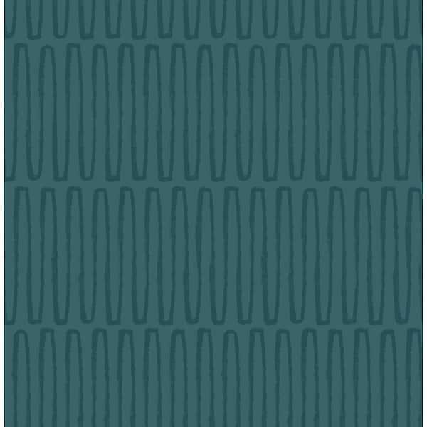 A-Street Prints Lars Teal Retro Wave Paper Glossy Non-Pasted Wallpaper Roll