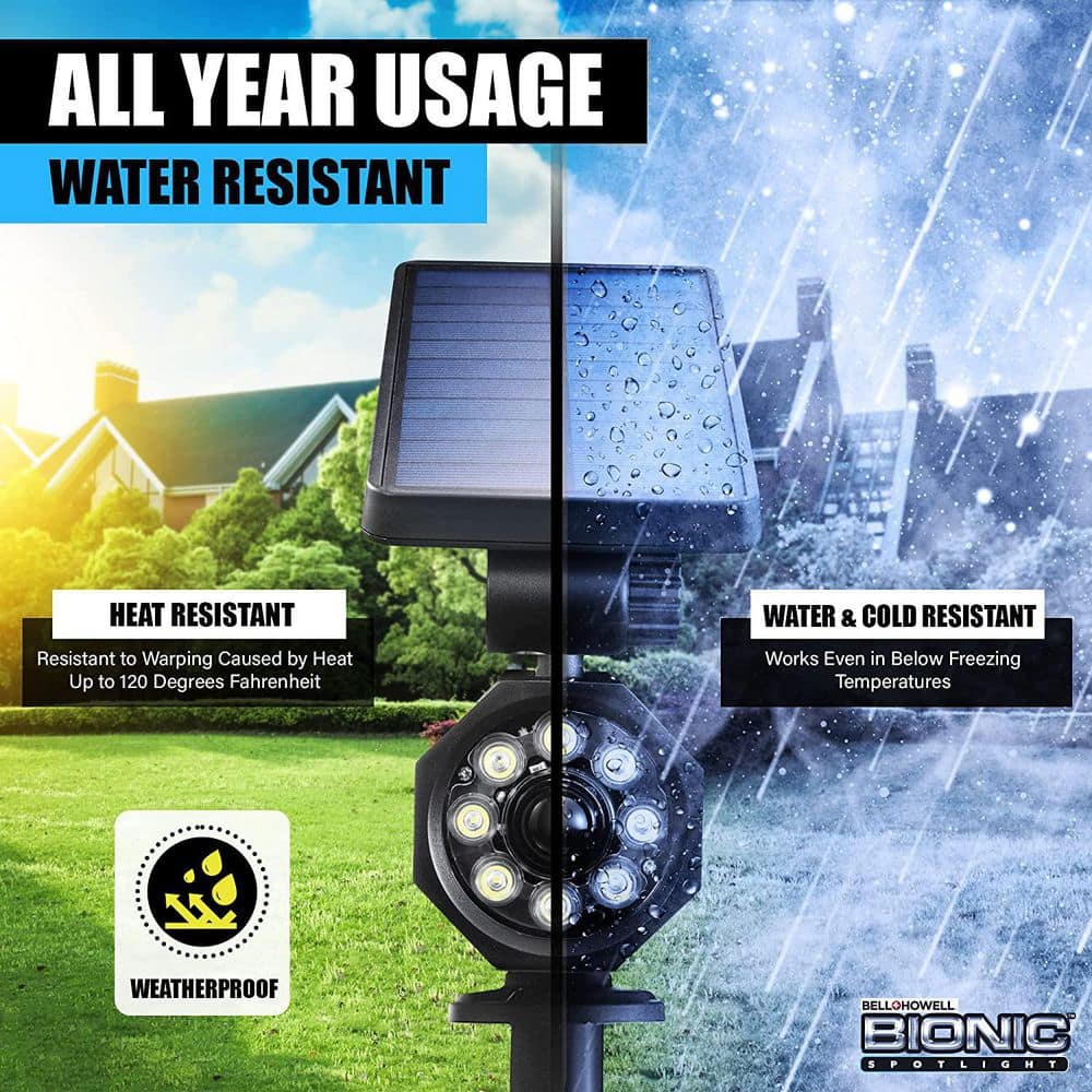 Black Solar Powered LED Motion Sensor Security Spotlight