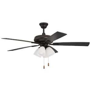 Eos Frost 4 Light 52 in. Indoor Dual Mount Espresso Finish Ceiling Fan with Reversible Espresso/Walnut Blades