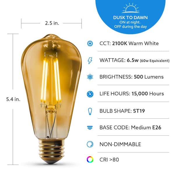 Lustaled 2000K Amber LED Bulb – Insect-Repellent Warm Light For Porch, Patio & Bedroom, 2-Pack