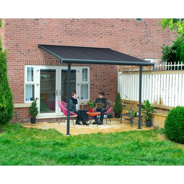 Sierra 10 ft. x 10 ft. Gray/Gray Aluminum Patio Cover