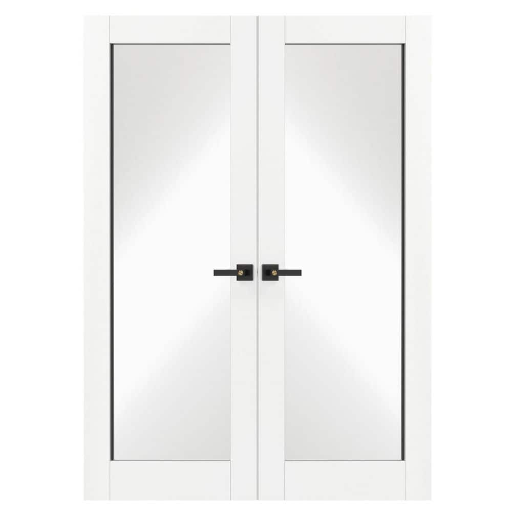 60 in. x 80 in. MDF & Solid Wood, Full Lite, Mirrored Glass, White Primed Interior Door Slab With Black Lever Handle price history on PriceWatchPro