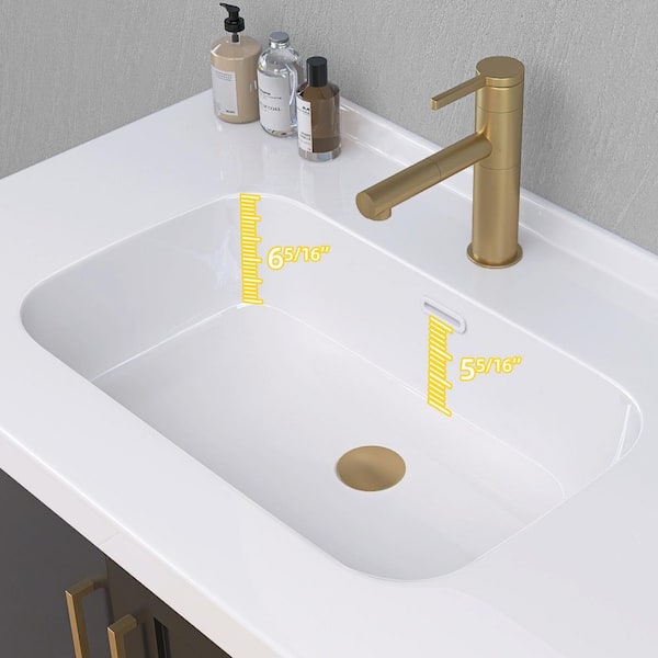 Zeafive 36 in. W x 22 in. D Solid Surface White Rectangular Single