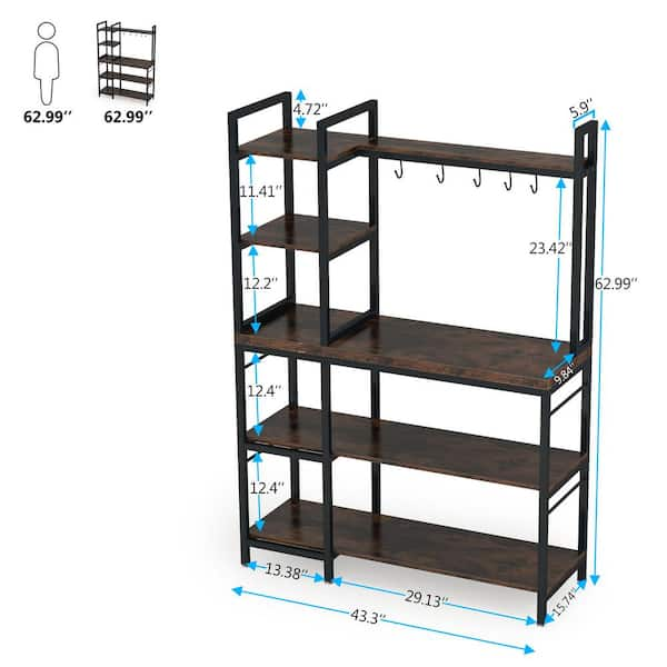 Galvanized Metal Shelves with Bars and 17 Hooks, Set of 2 - Silver